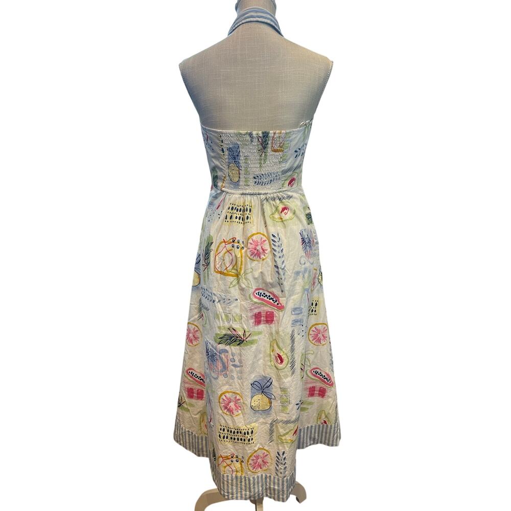 Crown & Ivy Women’s Small Tropical Fruit Print Halter Midi Dress 100% Cotton - Picture 5 of 12